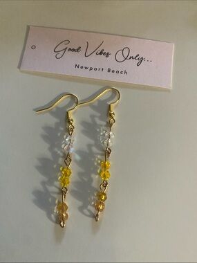 Good Vibes Only Newport Beach Yellow Crystal Dangle Earrings
